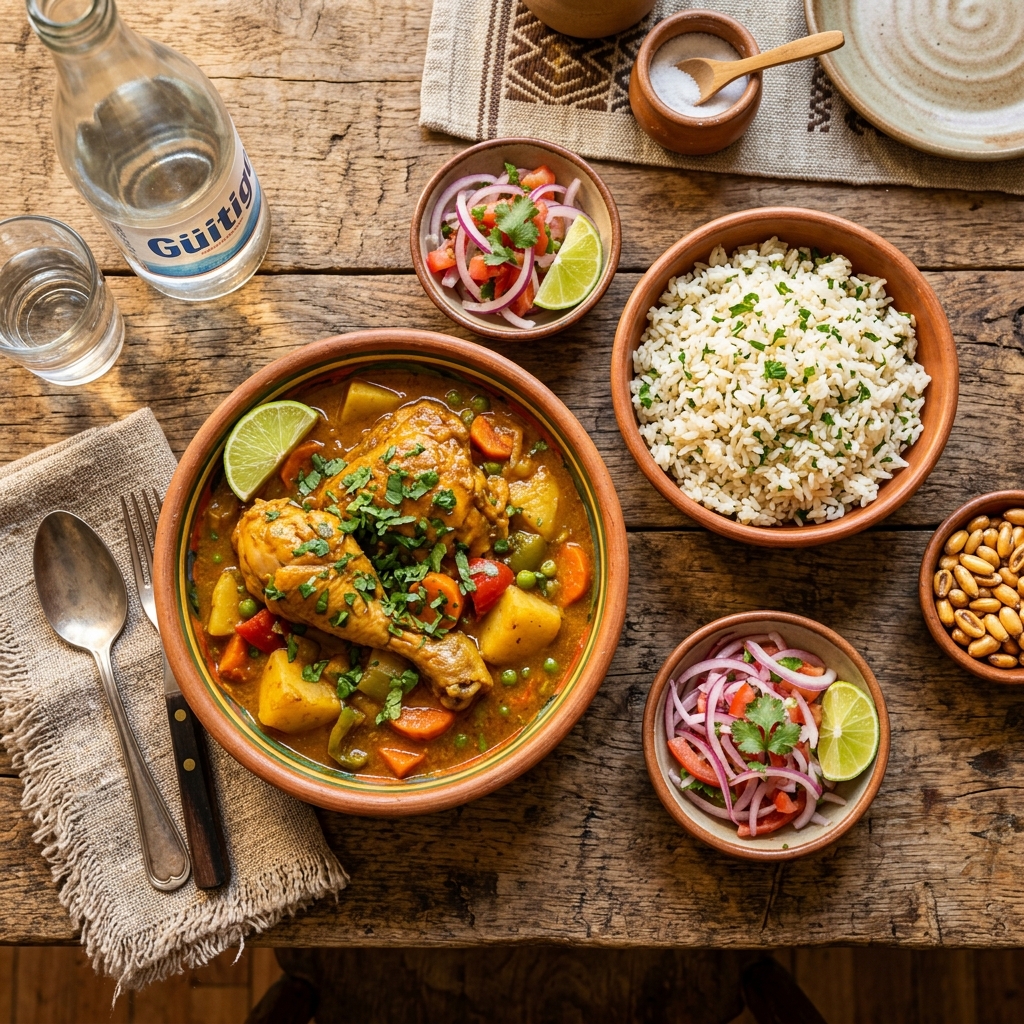 Seco de Pollo Light ecuatoriano en olla de barro con arroz integral